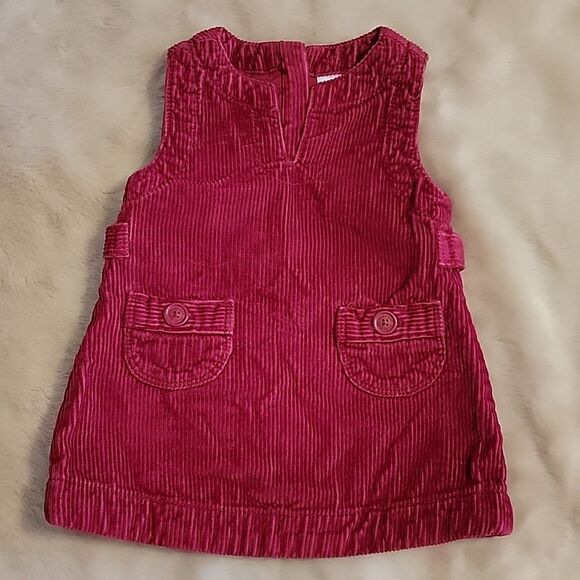 GAP 2-PIECE RED CORDUROY JUMPER DRESS WITH BLOOMERS, SIZE 6-12 MONTHS - Picture 1 of 11